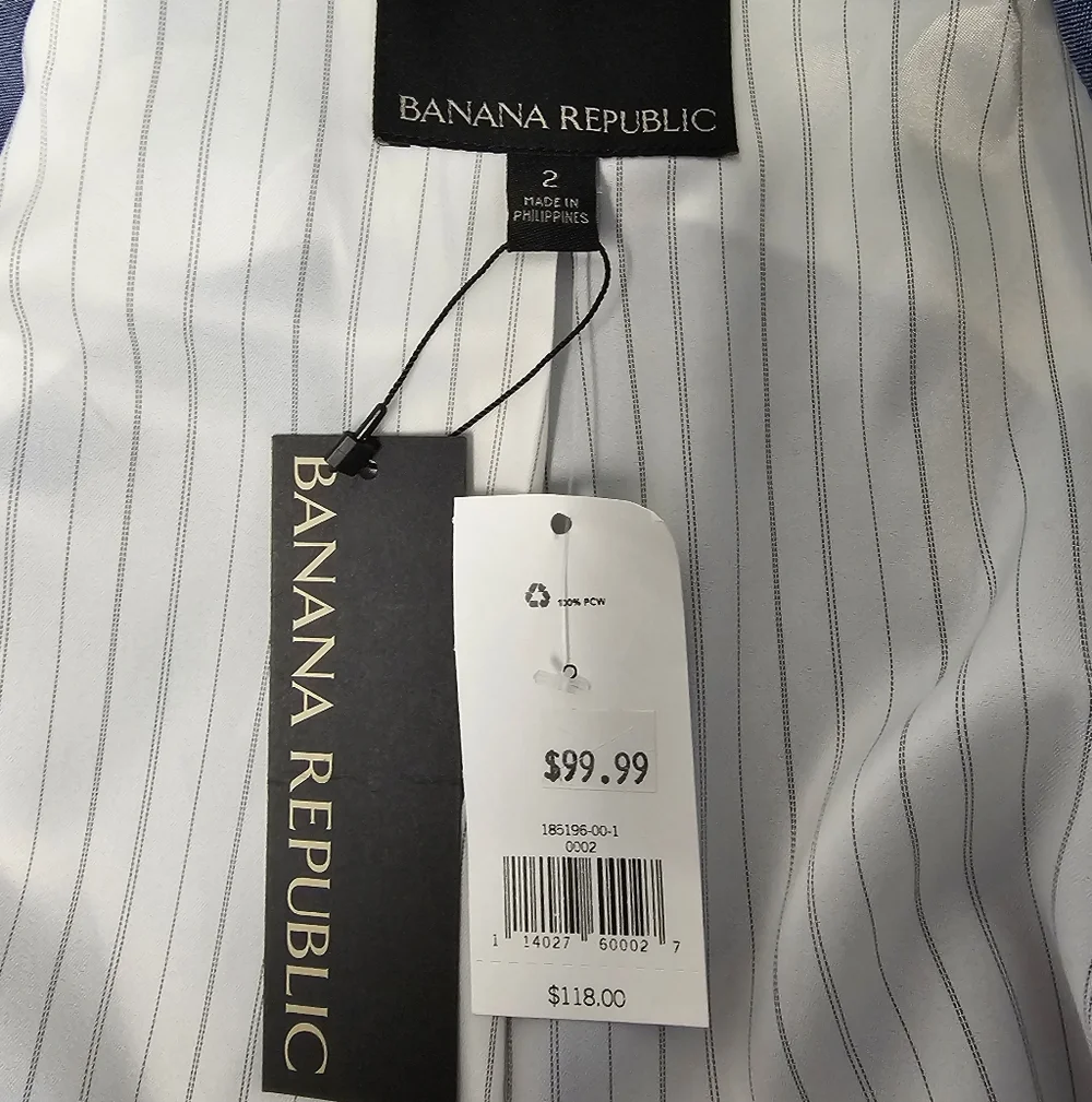 Banana Republic Lightweight Wool Sleeveless‎ Blazer Vest Light Blue 2 NWT